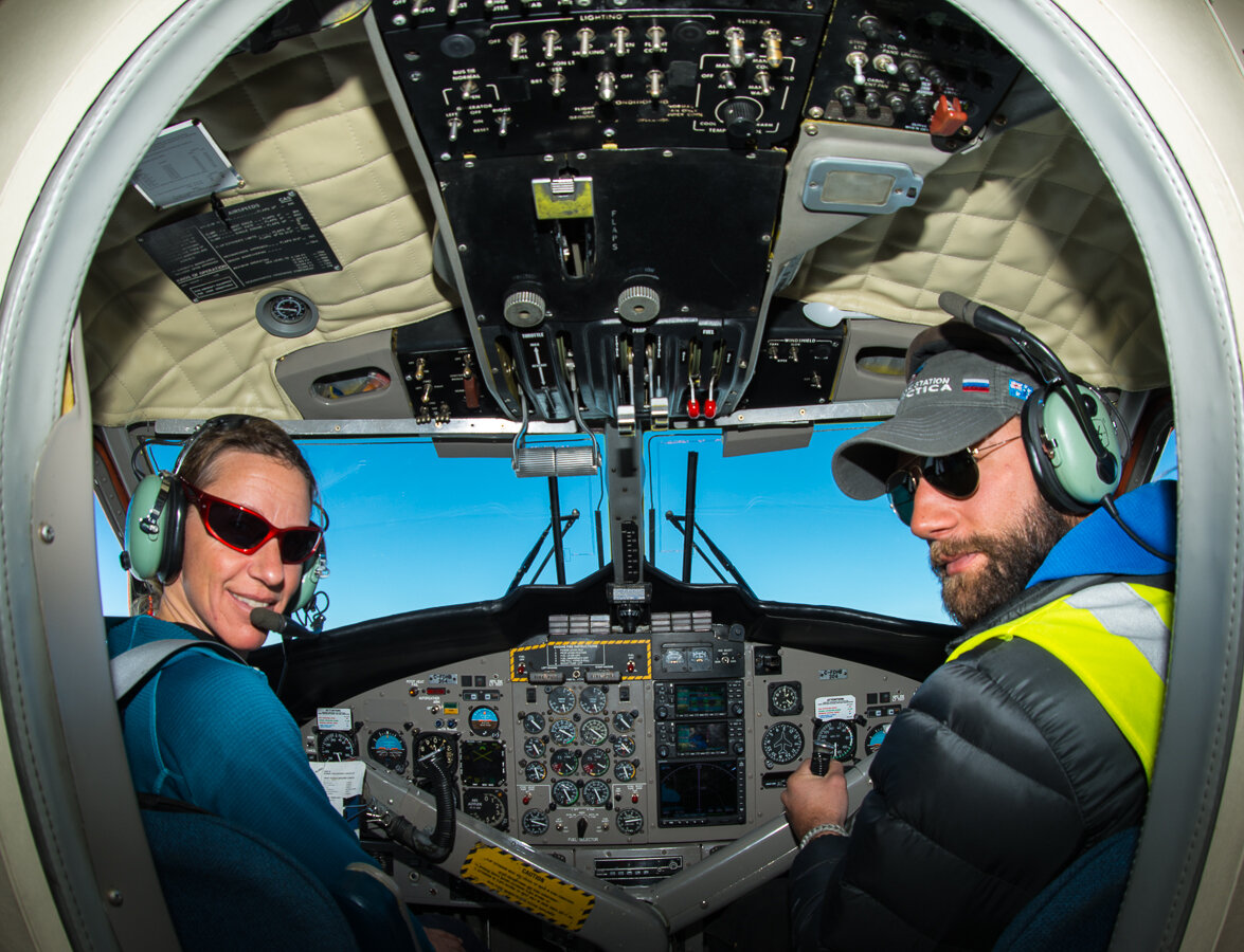 Twin Otter crew in cockpit